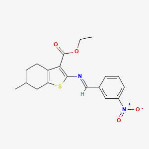 6-Methyl-2-[(3-nitro-benzylidene)-amino]-4,5,6,7-tetrahydro-benzo[b]thiophene-3-carboxylic acid ethyl ester