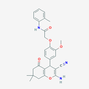 2-(4-(2-Amino-3-cyano-7,7-dimethyl-5-oxo-5,6,7,8-tetrahydro-4H-chromen-4-yl)-2-methoxyphenoxy)-N-(o-tolyl)acetamide