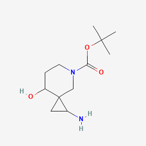 molecular formula C12H22N2O3 B12986059 tert-Butyl 1-amino-8-hydroxy-5-azaspiro[2.5]octane-5-carboxylate 