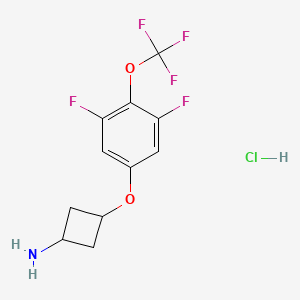 molecular formula C11H11ClF5NO2 B12986094 Rel-(1r,3r)-3-(3,5-difluoro-4-(trifluoromethoxy)phenoxy)cyclobutan-1-amine hydrochloride 