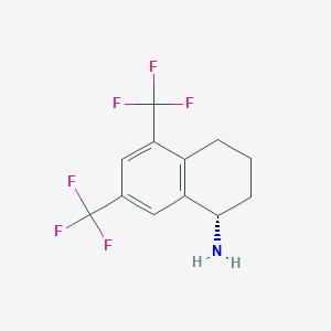 molecular formula C12H11F6N B12986161 (S)-5,7-bis(trifluoromethyl)-1,2,3,4-tetrahydronaphthalen-1-amine hydrochloride 