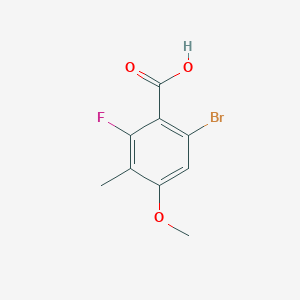 molecular formula C9H8BrFO3 B12986242 6-Bromo-2-fluoro-4-methoxy-3-methylbenzoic acid 