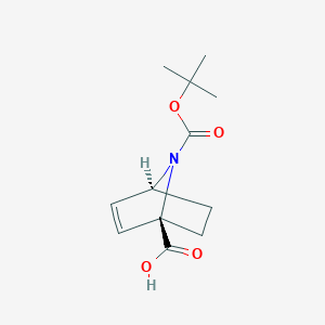 molecular formula C12H17NO4 B12986247 (1R,4S)-7-(tert-Butoxycarbonyl)-7-azabicyclo[2.2.1]hept-2-ene-1-carboxylic acid 