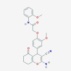 2-(4-(2-Amino-3-cyano-5-oxo-5,6,7,8-tetrahydro-4H-chromen-4-yl)-2-methoxyphenoxy)-N-(2-methoxyphenyl)acetamide