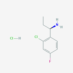 molecular formula C9H12Cl2FN B12986328 (R)-1-(2-Chloro-4-fluorophenyl)propan-1-amine hydrochloride 