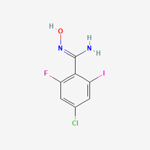 molecular formula C7H5ClFIN2O B12986344 4-Chloro-2-fluoro-N-hydroxy-6-iodobenzimidamide 