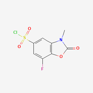 molecular formula C8H5ClFNO4S B12986496 7-Fluoro-3-methyl-2-oxo-2,3-dihydrobenzo[d]oxazole-5-sulfonyl chloride 