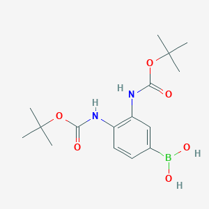 molecular formula C16H25BN2O6 B12986526 3,4-Bis(tert-butoxycarbonylamino)phenylboronic acid 