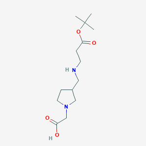 molecular formula C14H26N2O4 B12986561 2-(3-(((3-(tert-Butoxy)-3-oxopropyl)amino)methyl)pyrrolidin-1-yl)aceticacid 