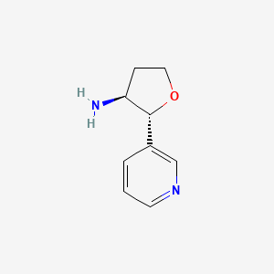 molecular formula C9H12N2O B12986571 (2R,3S)-2-(Pyridin-3-yl)tetrahydrofuran-3-amine 