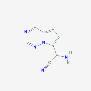 molecular formula C8H7N5 B12986601 2-Amino-2-(pyrrolo[2,1-f][1,2,4]triazin-7-yl)acetonitrile 