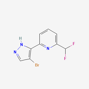 molecular formula C9H6BrF2N3 B12986693 2-(4-Bromo-1H-pyrazol-3-yl)-6-(difluoromethyl)pyridine 