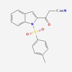 molecular formula C18H14N2O3S B12986754 3-oxo-3-(1-tosyl-1H-indol-2-yl)propanenitrile 