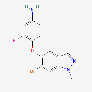 molecular formula C14H11BrFN3O B12986779 4-((6-Bromo-1-methyl-1H-indazol-5-yl)oxy)-3-fluoroaniline 