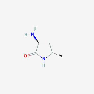 molecular formula C5H10N2O B12986894 (3S,5S)-3-Amino-5-methylpyrrolidin-2-one 