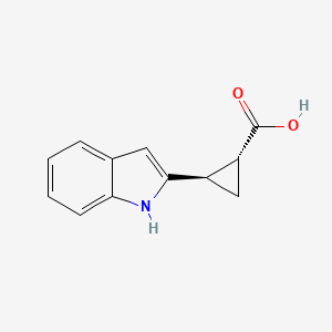 molecular formula C12H11NO2 B12987099 Rel-(1R,2R)-2-(1H-indol-2-yl)cyclopropane-1-carboxylic acid 