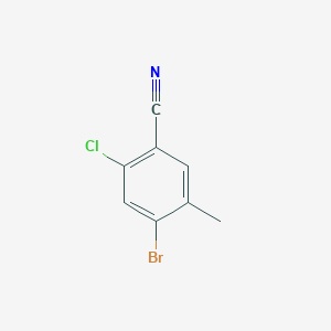 molecular formula C8H5BrClN B12987179 4-Bromo-2-chloro-5-methylbenzonitrile 