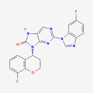 (R)-2-(6-Fluoro-1H-benzo[d]imidazol-1-yl)-9-(8-fluorochroman-4-yl)-7H-purin-8(9H)-one