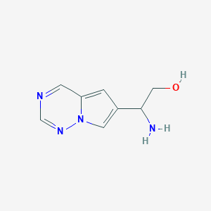 molecular formula C8H10N4O B12987217 2-Amino-2-(pyrrolo[2,1-f][1,2,4]triazin-6-yl)ethan-1-ol 