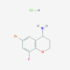 molecular formula C9H10BrClFNO B12987331 6-Bromo-8-fluorochroman-4-amine hydrochloride 