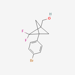 molecular formula C12H11BrF2O B12987361 (3-(4-Bromophenyl)-2,2-difluorobicyclo[1.1.1]pentan-1-yl)methanol 