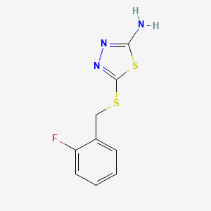 molecular formula C9H8FN3S2 B1298764 5-(2-Fluoro-benzylsulfanyl)-[1,3,4]thiadiazol-2-ylamine CAS No. 6080-36-0