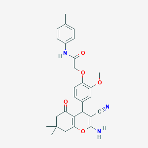 2-(4-(2-Amino-3-cyano-7,7-dimethyl-5-oxo-5,6,7,8-tetrahydro-4H-chromen-4-yl)-2-methoxyphenoxy)-N-(p-tolyl)acetamide