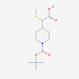 molecular formula C13H23NO4S B12987754 2-(1-(tert-Butoxycarbonyl)piperidin-4-yl)-2-(methylthio)acetic acid 