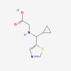 molecular formula C9H12N2O2S B12987782 2-((Cyclopropyl(thiazol-5-yl)methyl)amino)aceticacid 