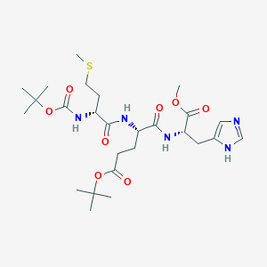 molecular formula C26H43N5O8S B12987817 Methyl (6R,9S,12S)-12-((1H-imidazol-5-yl)methyl)-9-(3-(tert-butoxy)-3-oxopropyl)-2,2-dimethyl-6-(2-(methylthio)ethyl)-4,7,10-trioxo-3-oxa-5,8,11-triazatridecan-13-oate CAS No. 49759-76-4