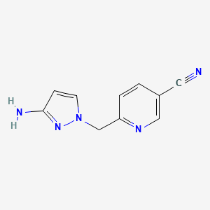 molecular formula C10H9N5 B12987869 6-((3-Amino-1H-pyrazol-1-yl)methyl)nicotinonitrile 