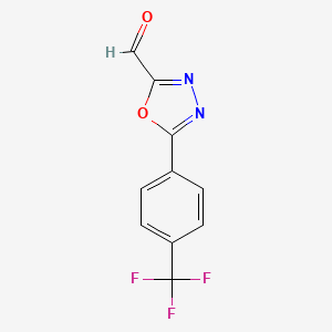 molecular formula C10H5F3N2O2 B12988089 5-(4-(Trifluoromethyl)phenyl)-1,3,4-oxadiazole-2-carbaldehyde 