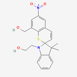 molecular formula C21H22N2O4S B12988106 2-(8'-(Hydroxymethyl)-3,3-dimethyl-6'-nitrospiro[indoline-2,2'-thiochromen]-1-yl)ethanol 