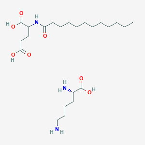 molecular formula C23H45N3O7 B12988140 L-Lysine dodecanoylglutamic acid salt CAS No. 29923-33-9