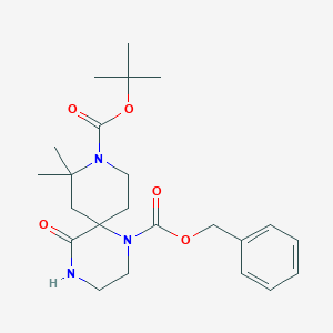 1-Benzyl 9-(tert-butyl) 8,8-dimethyl-5-oxo-1,4,9-triazaspiro[5.5]undecane-1,9-dicarboxylate