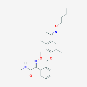 molecular formula C26H35N3O4 B12988302 (E)-2-(2-((4-((E)-1-(Butoxyimino)propyl)-2,5-dimethylphenoxy)methyl)phenyl)-2-(methoxyimino)-N-methylacetamide 