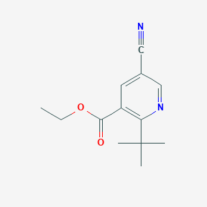 molecular formula C13H16N2O2 B12988396 Ethyl 2-(tert-butyl)-5-cyanonicotinate 