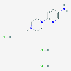 molecular formula C10H19Cl3N4 B12988559 3-Amino-6-(4-methyl-1-piperazinyl)pyridine trihydrochloride 