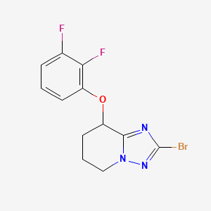 molecular formula C12H10BrF2N3O B12988682 2-Bromo-8-(2,3-difluorophenoxy)-5,6,7,8-tetrahydro-[1,2,4]triazolo[1,5-a]pyridine 