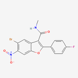 molecular formula C16H10BrFN2O4 B12988758 5-Bromo-2-(4-fluorophenyl)-N-methyl-6-nitrobenzofuran-3-carboxamide 