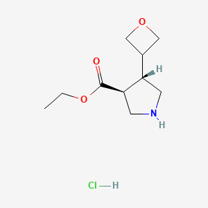 molecular formula C10H18ClNO3 B12988896 Ethyl (3S,4S)-4-(oxetan-3-yl)pyrrolidine-3-carboxylate hydrochloride 