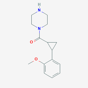 molecular formula C15H20N2O2 B12988916 (2-(2-Methoxyphenyl)cyclopropyl)(piperazin-1-yl)methanone 