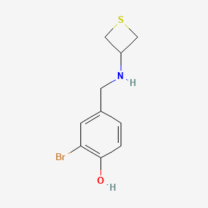 molecular formula C10H12BrNOS B12988931 2-Bromo-4-((thietan-3-ylamino)methyl)phenol 