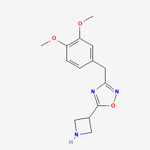 molecular formula C14H17N3O3 B12988942 5-(Azetidin-3-yl)-3-[(3,4-dimethoxyphenyl)methyl]-1,2,4-oxadiazole 