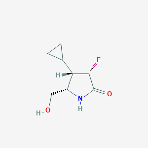 molecular formula C8H12FNO2 B12988988 (3S,4S,5S)-4-Cyclopropyl-3-fluoro-5-(hydroxymethyl)pyrrolidin-2-one 