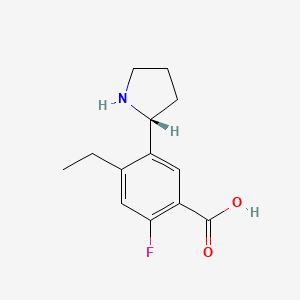 molecular formula C13H16FNO2 B12989081 (R)-4-Ethyl-2-fluoro-5-(pyrrolidin-2-yl)benzoic acid 