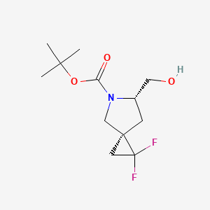 molecular formula C12H19F2NO3 B12989148 tert-Butyl (3S,6S)-1,1-difluoro-6-(hydroxymethyl)-5-azaspiro[2.4]heptane-5-carboxylate 