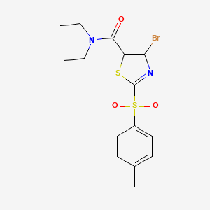 molecular formula C15H17BrN2O3S2 B12989441 4-Bromo-N,N-diethyl-2-tosylthiazole-5-carboxamide 