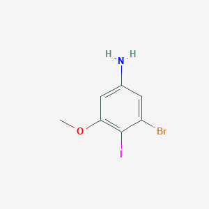 molecular formula C7H7BrINO B12989569 3-Bromo-4-iodo-5-methoxyaniline 