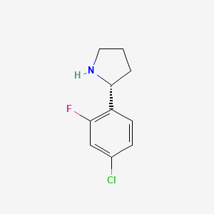 molecular formula C10H11ClFN B12989584 (R)-2-(4-Chloro-2-fluorophenyl)pyrrolidine 